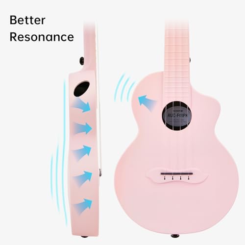 Carbon Fiber Concert Ukulele Kit for Adult Kids Beginners - Pink