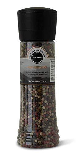 Sundhed Mixed Peppercorn Medley in Grinder | Rainbow Pepper Blend | 170 Grams (5.99 oz)