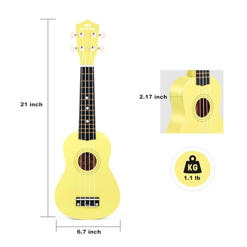 Soprano Ukulele for Kids Beginners - 21 Inch Small Guitar All in One Kit (Yellow, MU-1900)