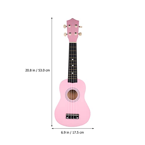 Wooden Soprano Ukulele for Kids - Pink Acoustic Small Guitar