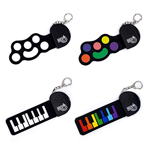 Rock And Roll It - Micro Piano Keychain. Playable Anywhere Mini Black/White Finger Piano Pad.