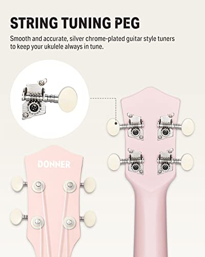 Donner Soprano Ukulele Beginner Kit 21 inch - Light Pink