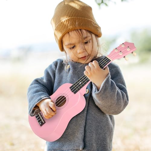 Beginner Soprano Ukulele Kit - 21 Inch Small Guitar for Kid Adult Student (Pink)