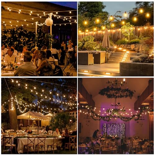 Solar String Lights Outdoor Waterproof with 60+3 Dimmable S14 Edison Bulbs & Remote Control