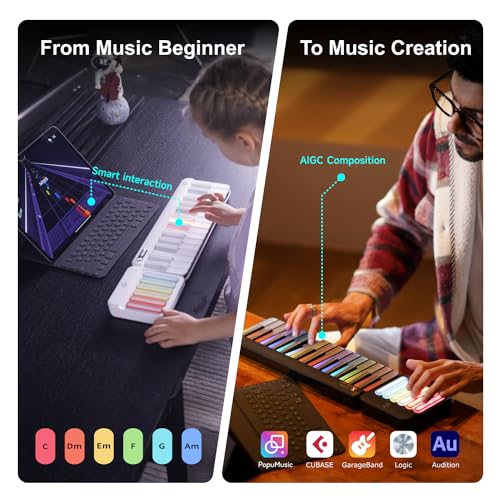 Smart Piano Keyboard with Colored Light-up Keys