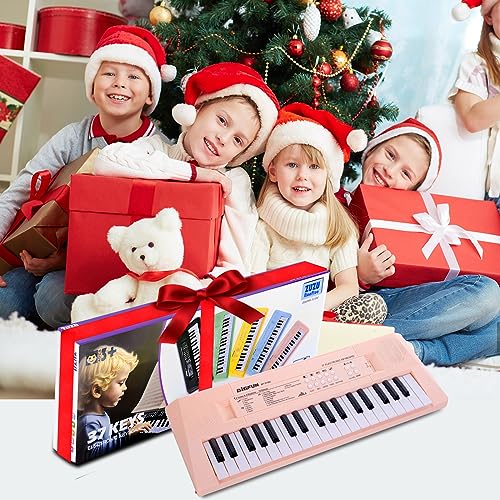 Portable 37-Key Kids Piano Keyboard for Early Learning (Pink)