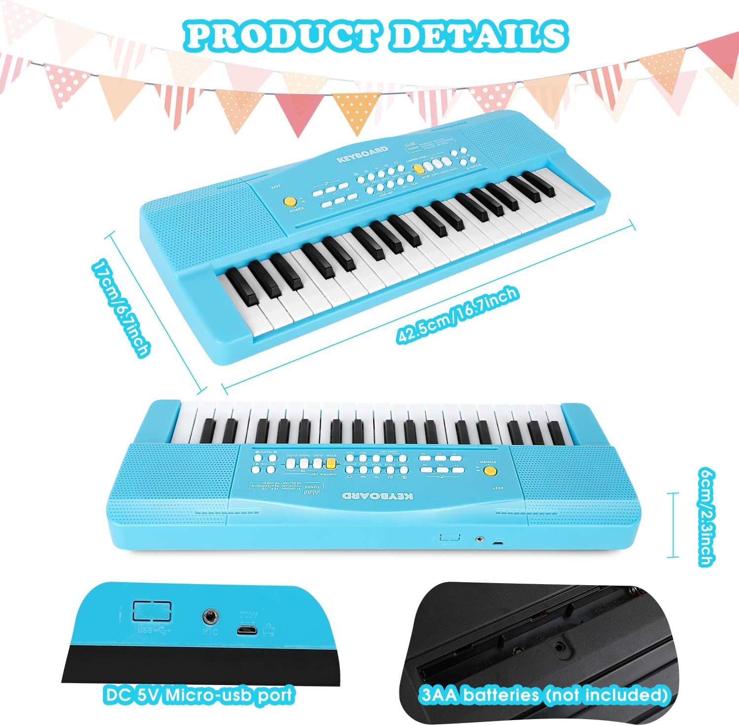 Kids Toy Piano Keyboard for Beginners, Electric Piano with Microphone and Gifts for 3+ Year Old Boys and Girls