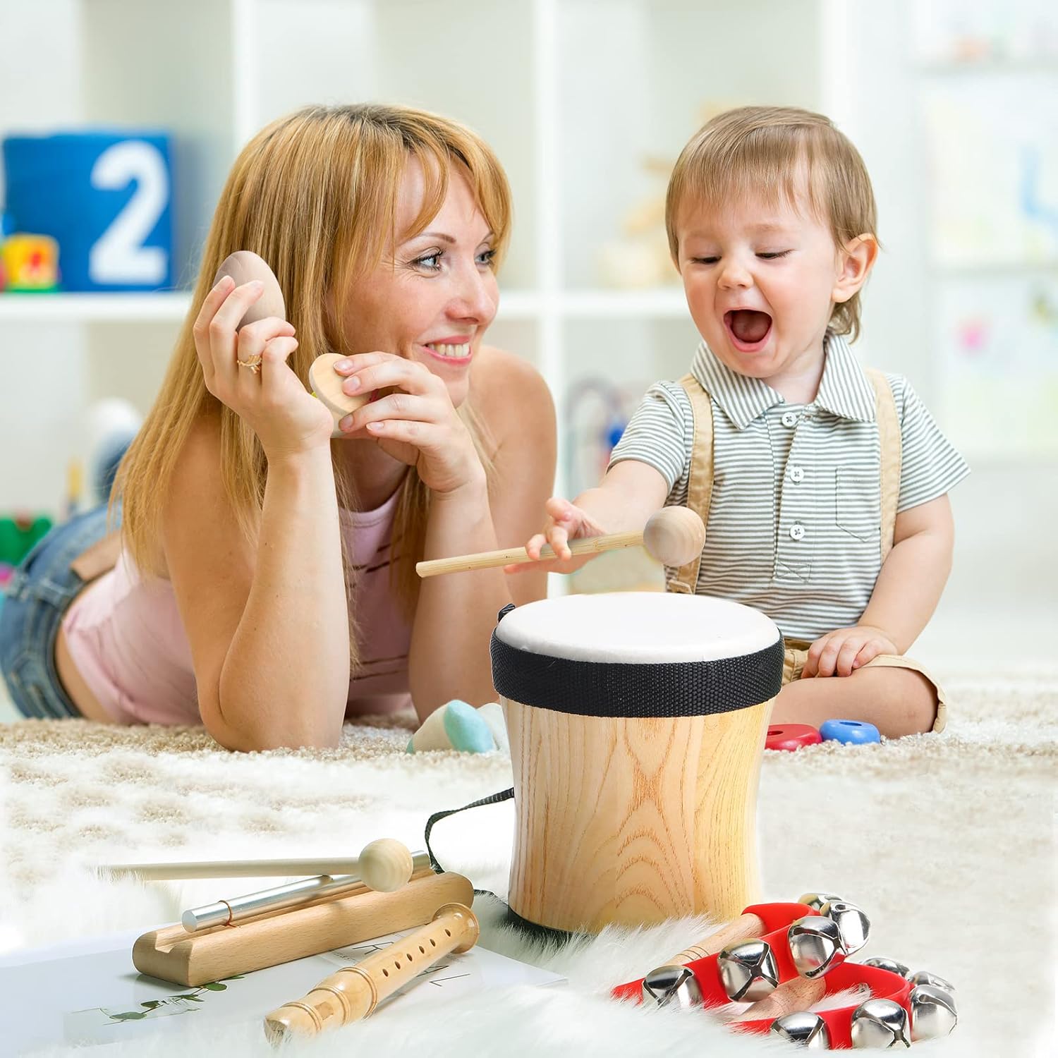 Kids Musical Instruments Set for Little Boys and Girls - Wooden Percussion Instruments