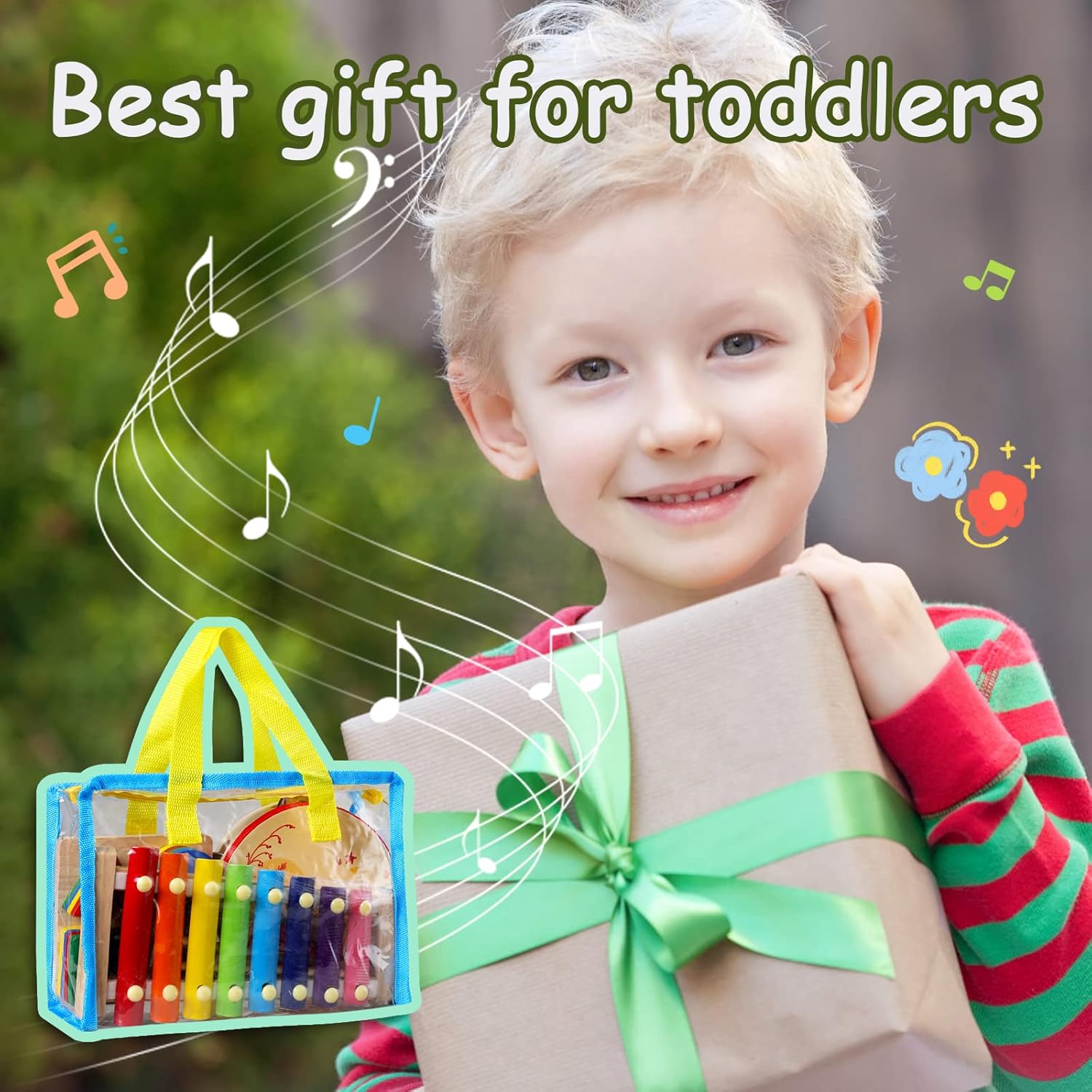 Wooden Musical Instruments for Toddler 1-3 Kids