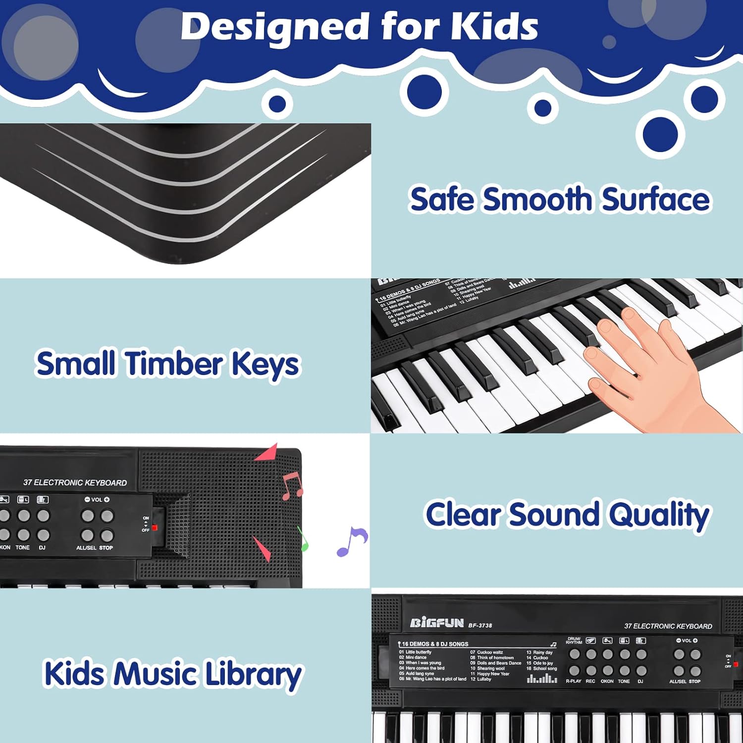 37 Key Electric Piano Keyboard for Kids with Microphone