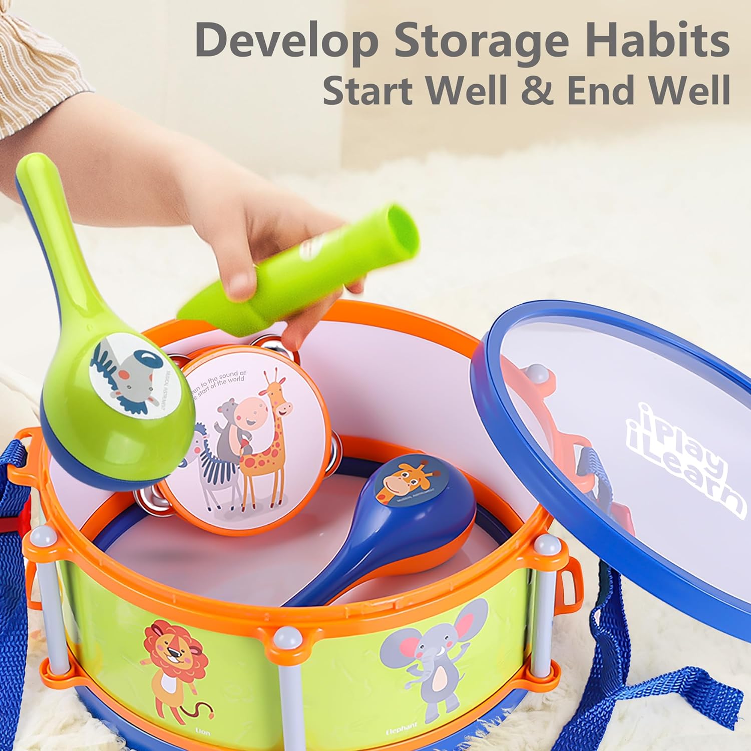 Toddler Musical Instruments Toys, Kids Drum Set, Baby Trumpet, Percussion, Harmonica, Maraca, Flute, Tambourine